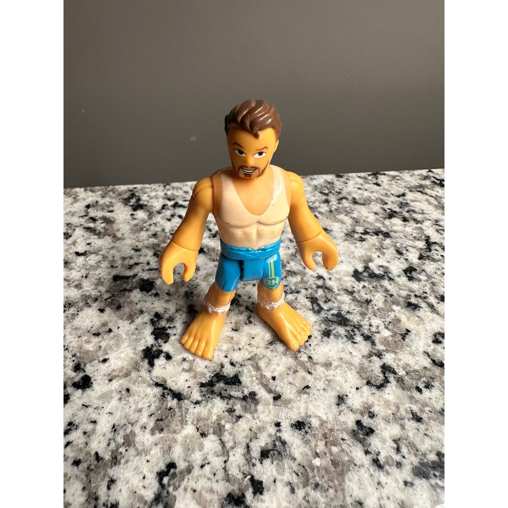Fisher Price Little People Beach Man Figure Blue Shorts Tan Shirt‎ Action Toy